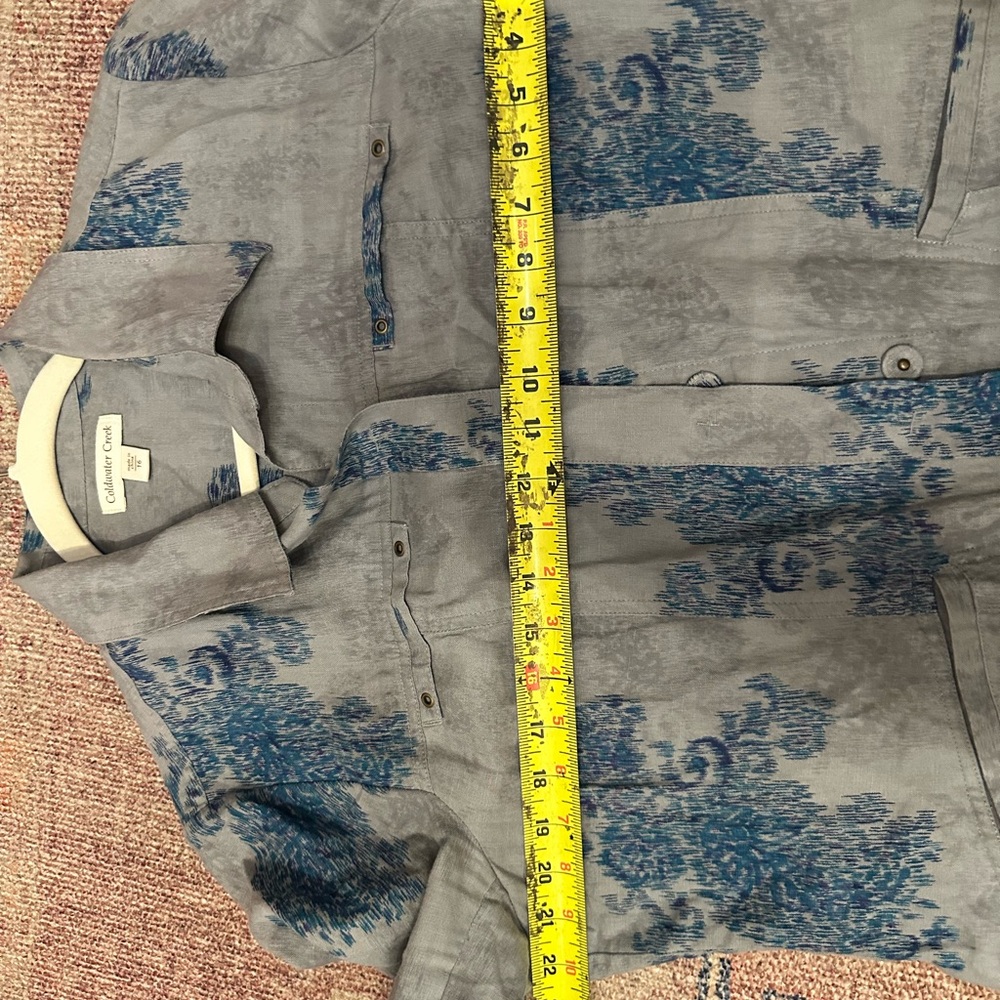 Coldwater creek linen print jacket snap buttons 3/4 sleeve size 16 - Picture 16 of 16